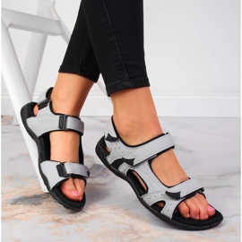 Sive American Club sportske ženske sandale s čičak trakom siva 1