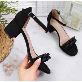 Crne Filippo ženske sandale na kolčić s lančićem crna 1