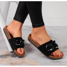 Crne Jezzi ženske papuče s lančićem crno 1