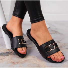 Ženske papuče s crnim Jezzi ukrasom crno 1