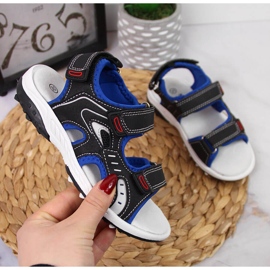 Crne American Club sandale za dječake na čičak crna 1