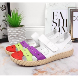 Ženske kožne sandale s ažurom Artiker bijela raznobojna 2