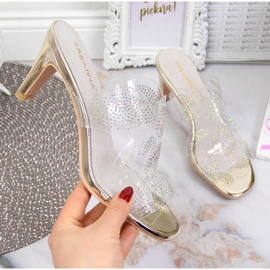 Prozirne ženske papuče sa zlatnim kubnim cirkonima Sabatina bezbojan 1