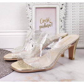 Prozirne ženske papuče sa zlatnim kubnim cirkonima Sabatina bezbojan 2