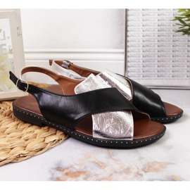 Ženske crne i srebrne sandale Jezzi crno srebro 2