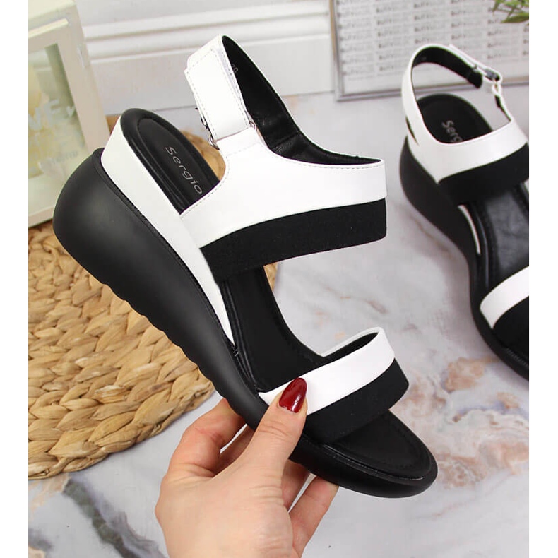 Ženske sandale na klin bijele Sergio Leone bijela 1