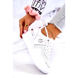 S.Barski Ženske sportske kožne tenisice White Loissa bijela srebro 3