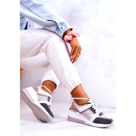 S.Barski Kožne sportske cipele Tenisice na klin Srebrno-siva Elissa bijela ružičasta srebro 1