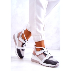 S.Barski Kožne sportske cipele Tenisice na klin Srebrno-siva Elissa bijela ružičasta srebro 4