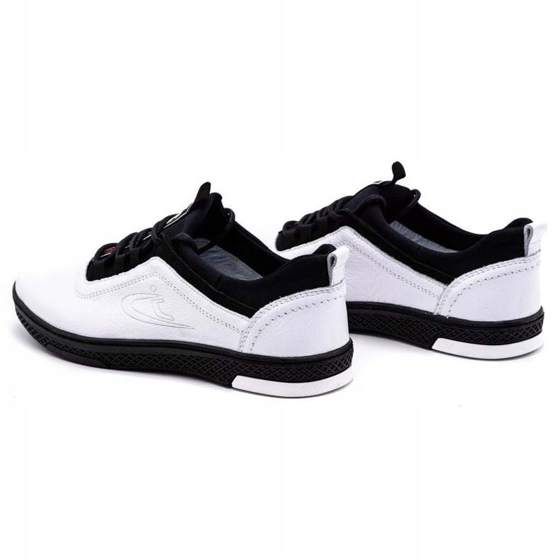 Polbut Muške ležerne kožne cipele K24 bijele boje s crnim potplatom bijela 4