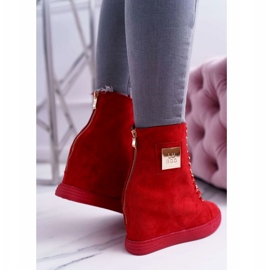 Ženske tenisice Lu Boo s lancima Suede Red Monica crvena 4