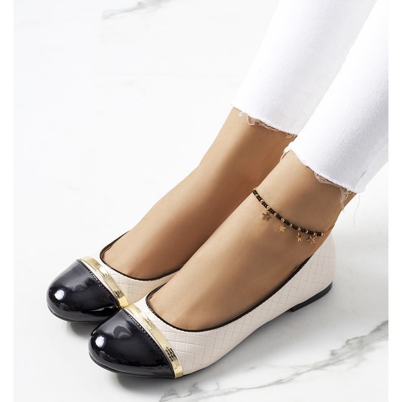 Bež ženske balerine Petra crno 1