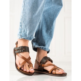 W. Potocki Elegantne kožne sandale Potocki smeđa 2