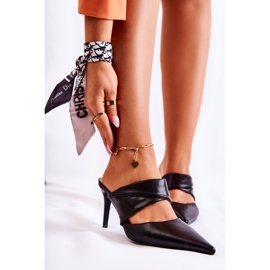 Kožne papuče na crnoj Aveline crna 1