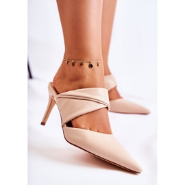 PS1 Kožne papuče na visokoj potpetici Aveline bež 2