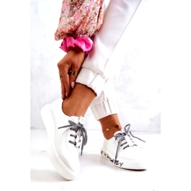 S.Barski Ženske kožne tenisice na platformi White Marien bijela 2