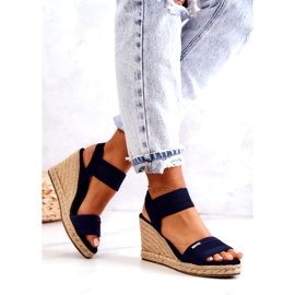 Ženske sandale na klin Big Star JJ274977 Mornarsko plave mornarsko plava 3