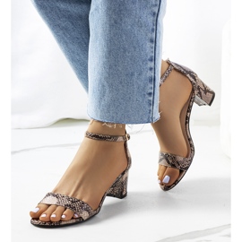 Bež sandale na stupić s motivom zmije Azevedo 1