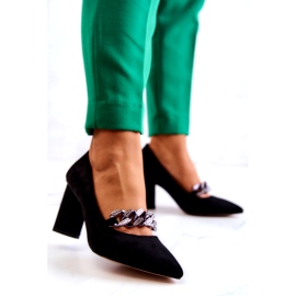 S.Barski Ženske antilop pumpe s crnim lancem crno 2