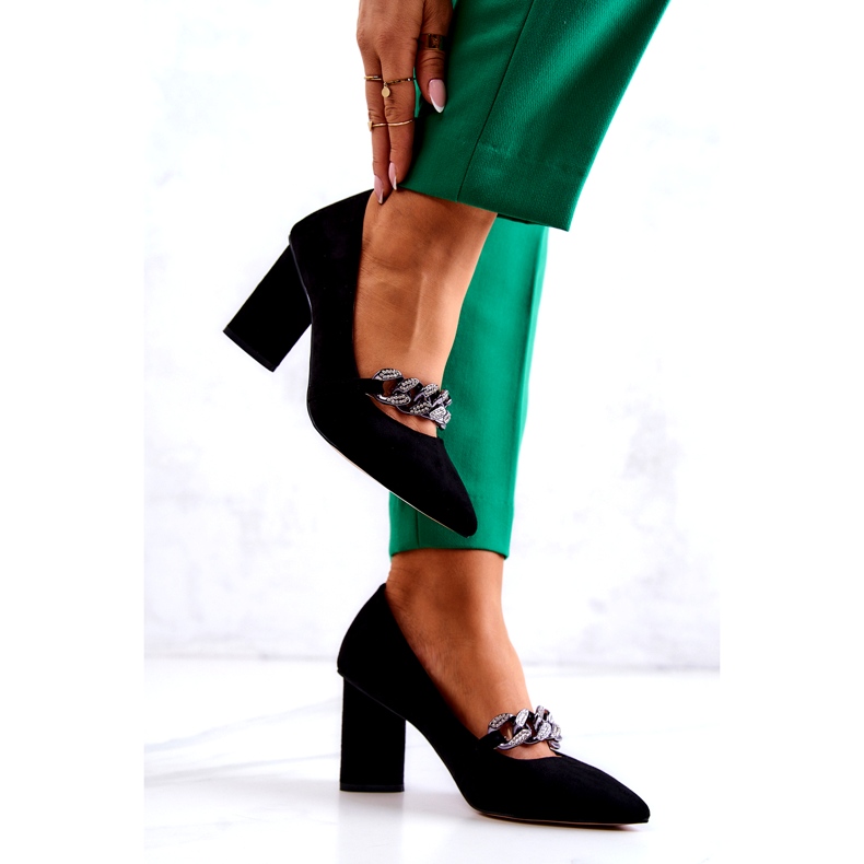 S.Barski Ženske antilop pumpe s crnim lancem crna 3