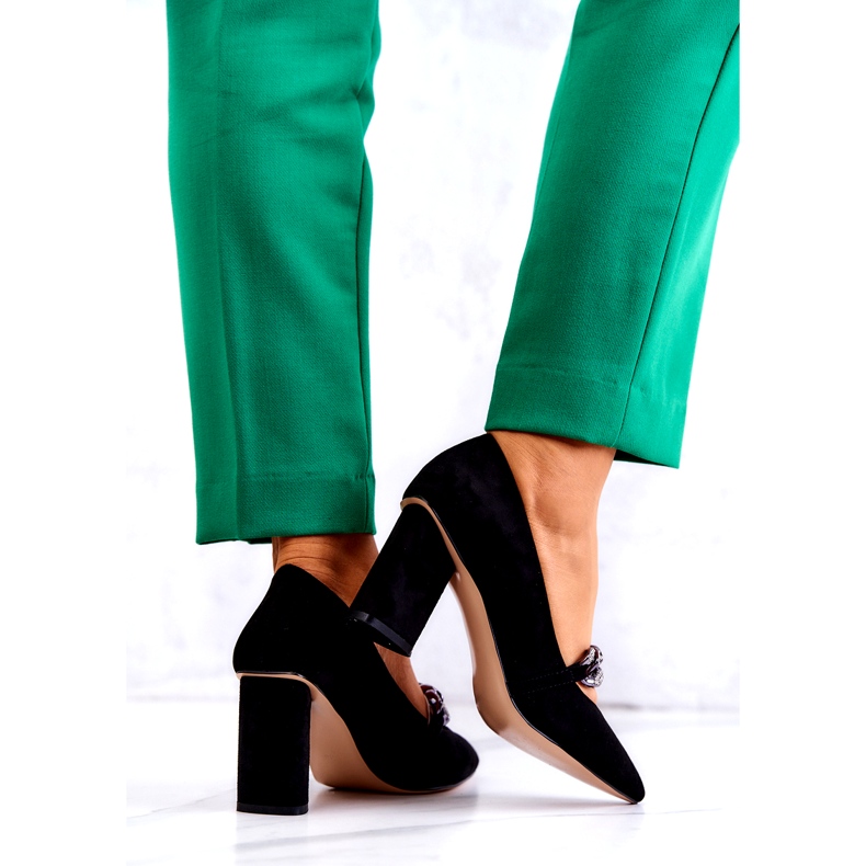 S.Barski Ženske antilop pumpe s crnim lancem crno 5