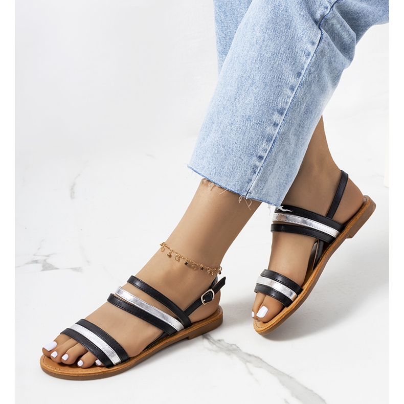 Crne ženske sandale Hibbins crna srebro 1