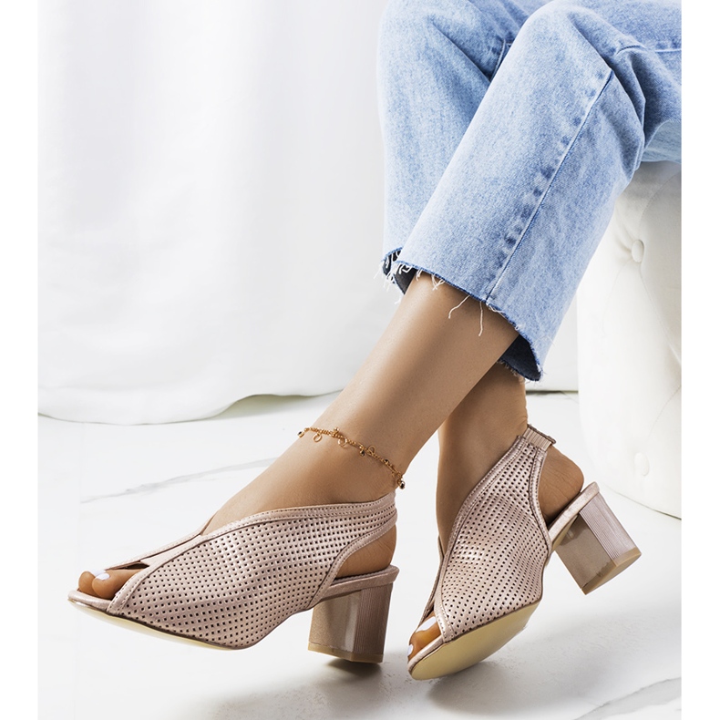 Rush ružičaste ažurne sandale ružičasta zlatni 1