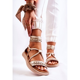 Kožne sandale na platformi Maciejka 05559-25 Zlatne zlatni 1