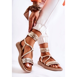 Kožne sandale na platformi Maciejka 05559-25 Zlatne zlatna 2