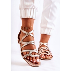 Ženske Maciejka 05523-25 ​​Kožne sandale zlatne zlatna 1