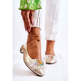 PA2 Kožne balerinke na štiklama sa zlatnim ornamentom Elena 1