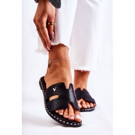 Vinceza Modne ženske papuče s crnim Miquel grbom crno 1