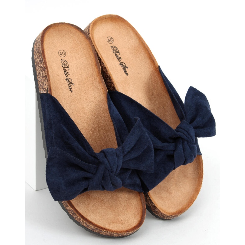 Plutene papuče s lila DK.BLUE mašnom plava 2