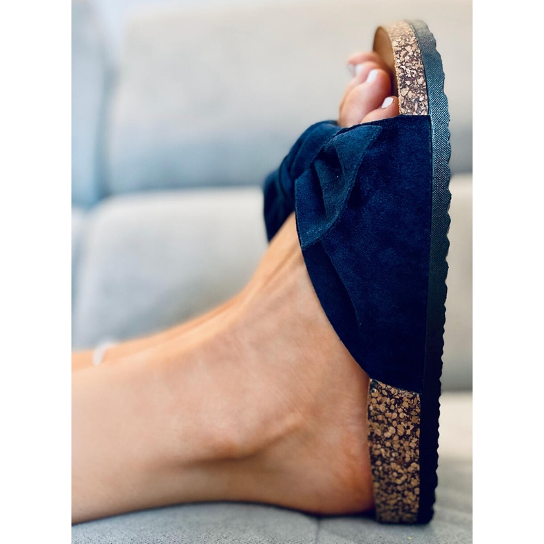 Plutene papuče s lila DK.BLUE mašnom plava 1