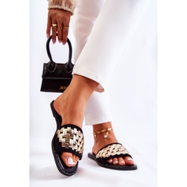 S.Barski Ženske kožne papuče na ravnu petu crne Hollis crna 2