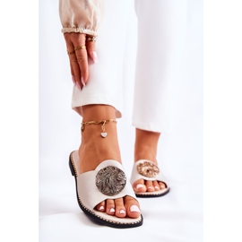 S.Barski Ženske kožne papuče sa zlatnim ukrasom Colene 1