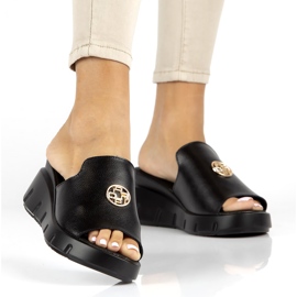 Kožne papuče Filippo DK3596 / 22 Bk crne crna 4