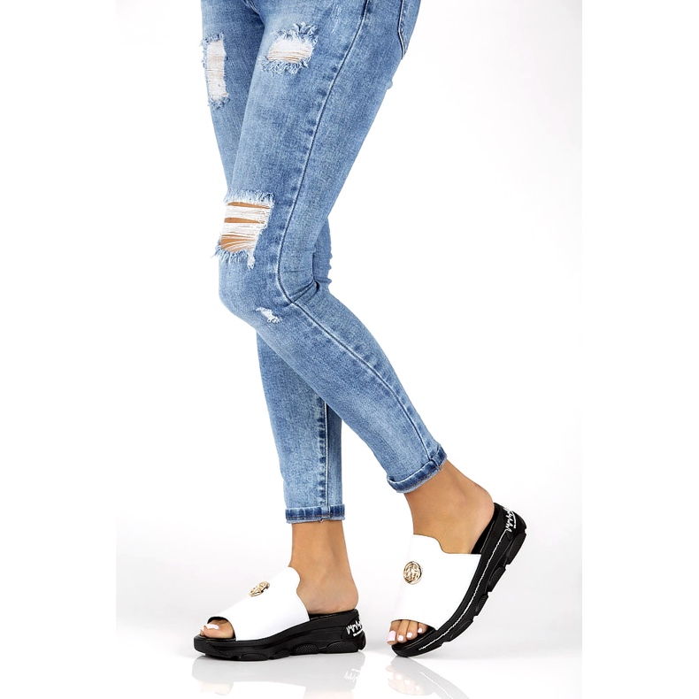 Kožne papuče Filippo DK3872 / 22 Wh bijele bijela 5