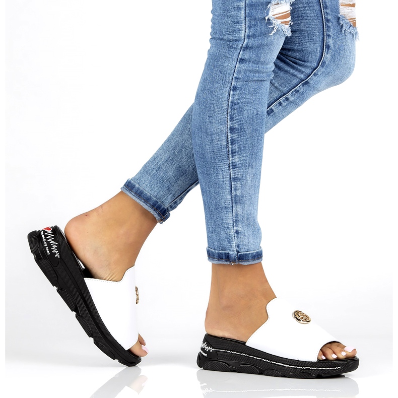 Kožne papuče Filippo DK3872 / 22 Wh bijele bijela 7