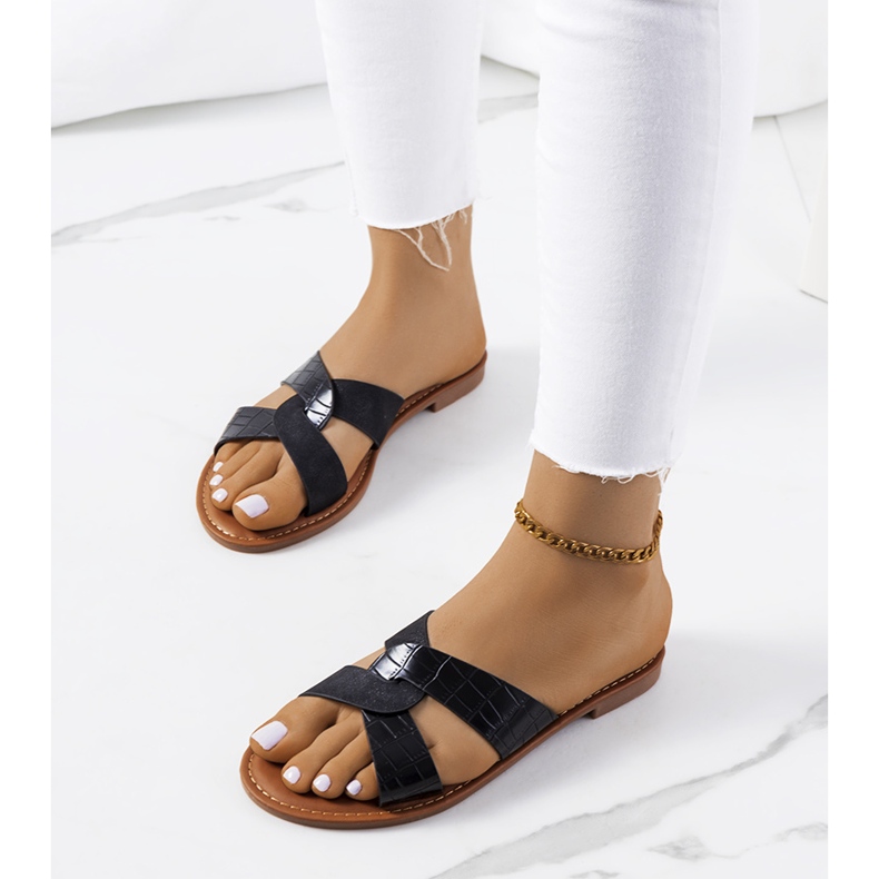 Crne elegantne Dinka papuče crna 1