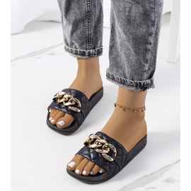 Crne prošivene Anandi papuče crna 1