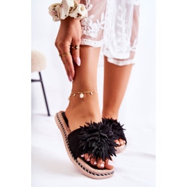 FJ1 Ženske papuče od antilopa s crnim Giorgia ukrasom crno 2