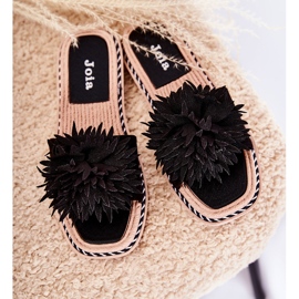 FJ1 Ženske papuče od antilopa s crnim Giorgia ukrasom crna 1