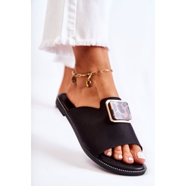 FJ1 Ženske papuče s ukrasnim elementom Crna Leonia crno 1