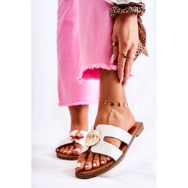 FJ1 Udobne ženske papuče s bijelim Leila ornamentom bijela 1