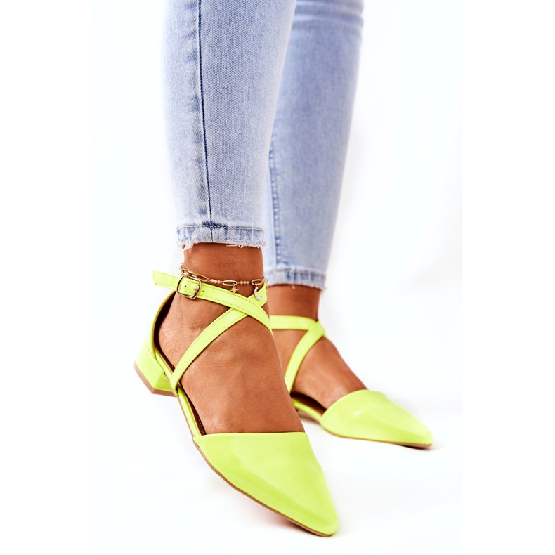 WS1 Patentne pumpice na niske pete Neon žuta Giovanna žuta boja 2