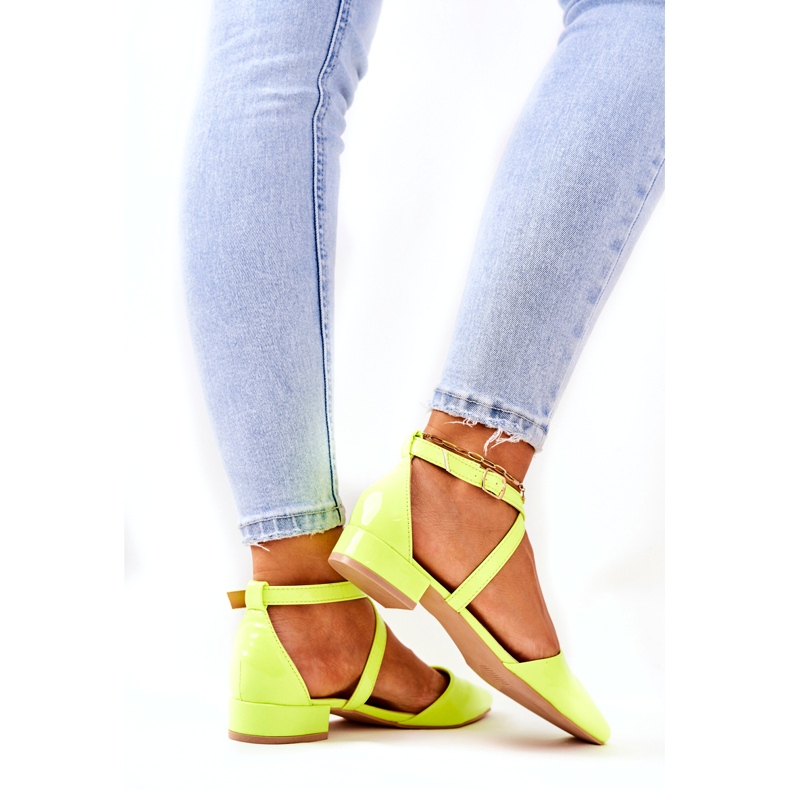 WS1 Patentne pumpice na niske pete Neon žuta Giovanna žuta boja 4