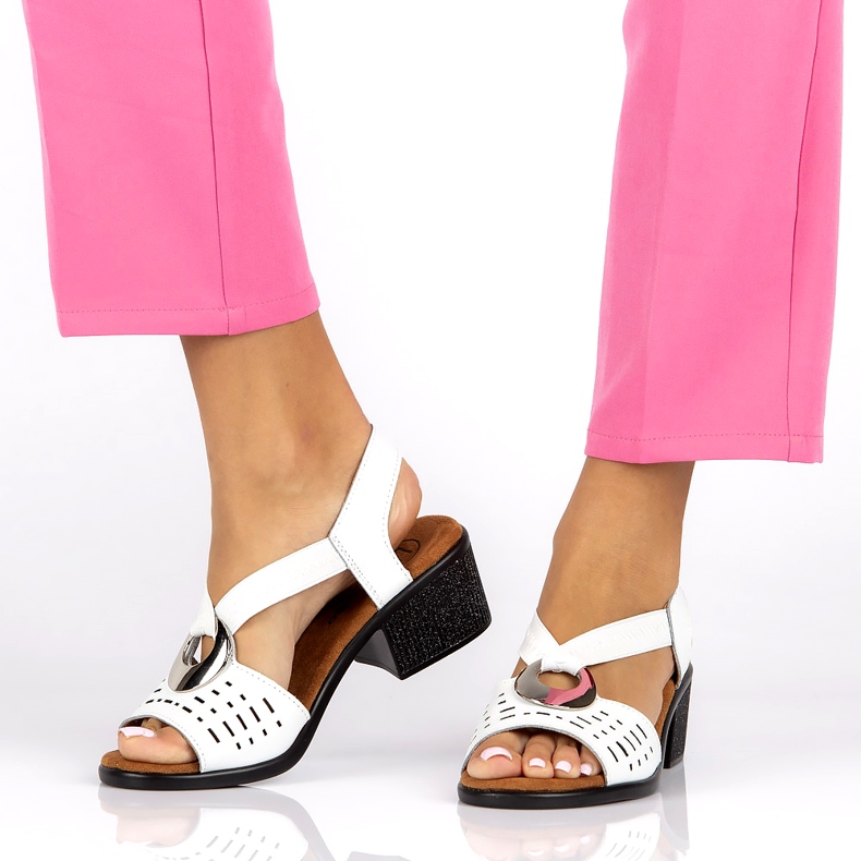 Kožne sandale s otvorenim radnim djelovanjem s Filippo DS2308/22 Bijeli ukras bijela 6