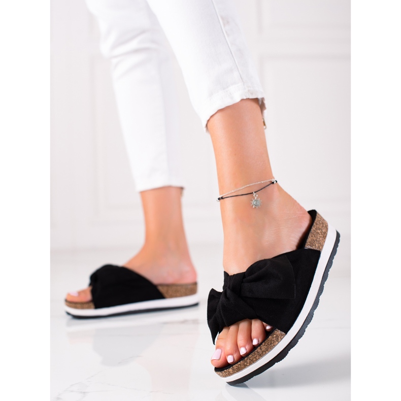 Marquiz Papuče na platformi s mašnom crna 1