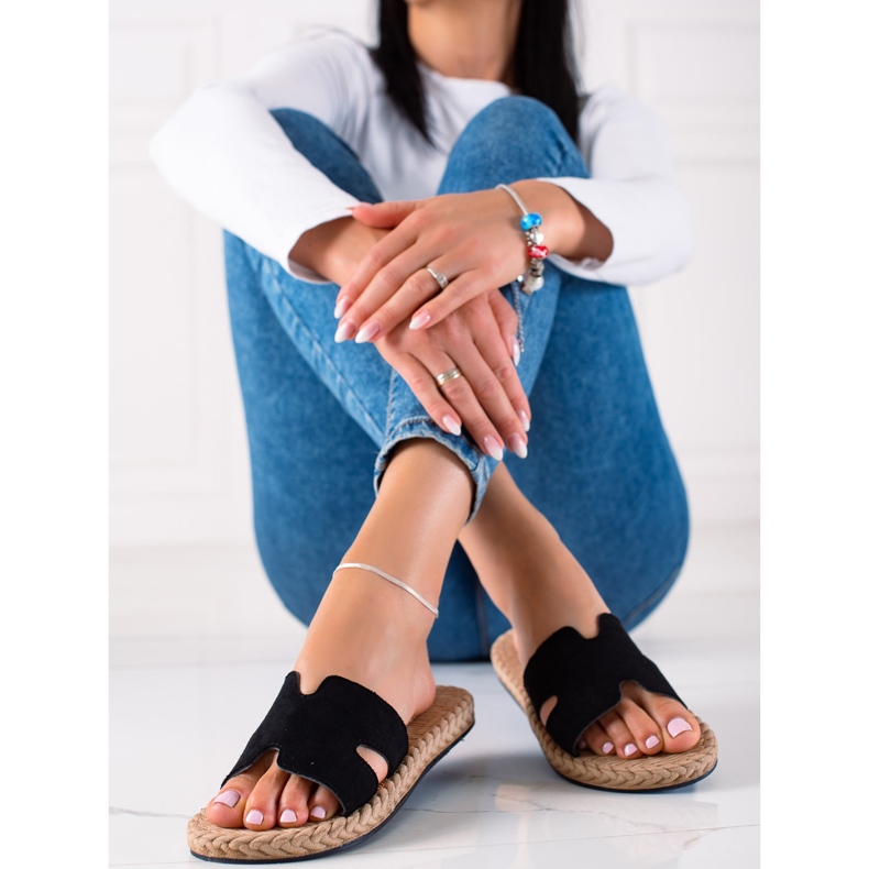 Papuče sa slamnatim potplatom crno 1